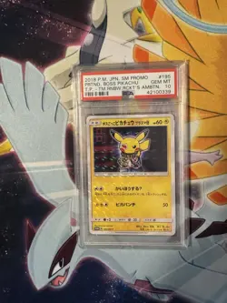 2018 Pokemon Pretend Boss Pikachu JPN SM Promo 195/SM-P - PSA 10 GEM MINT - Image 1
