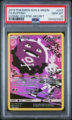 2019 POKEMON SUN & MOON COSMIC ECLIPSE SECRET #243 FULL ART/KOFFING PSA 10 - Image 1