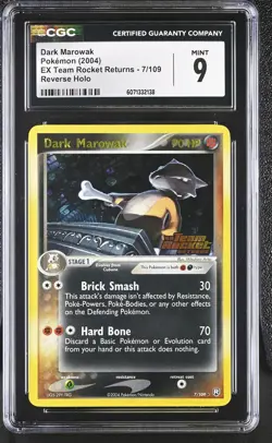 CGC 9 Dark Marowak EX Team Rocket Returns 7/109 Reverse Holo Stamped Pokemon - Image 1