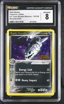 CGC 8 Dark Steelix EX Team Rocket Returns 10/109 Reverse Holo Stamped Pokemon - Image 1