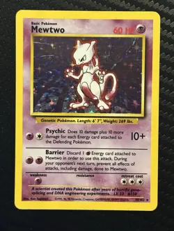 Holo Mewtwo 10/102 Rare Base Set WOTC Pokemon TCG MP - Image 1