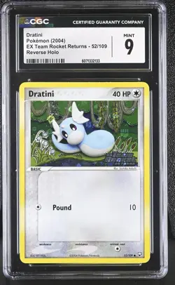 CGC 9 Dratini 2004 EX Team Rocket Returns 52/109 Reverse Holo Stamped Pokemon - Image 1