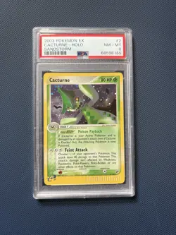 PSA 8 Cacturne EX Sandstorm 2/100 Holo Pokemon Card NM - Image 1