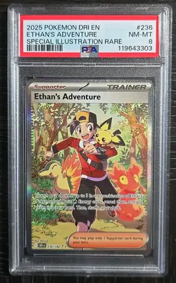 Pokemon 2025 SV Destined Rivals Dri Ethan's Adventure Card #236/182 PSA 8 - Image 1