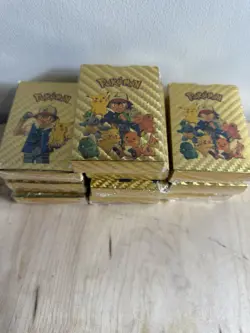Lot of 10 X 55 Pcs Gold Foil Pokemon Cards Pack - VMAX GX TCG Rare Card Lot - Image 1
