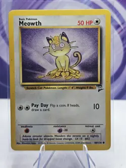 MEOWTH 80/130 Base Set 2 Pokemon Card TCG WOTC - Image 1