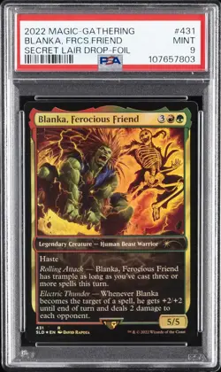 2022 MTG SECRET LAIR DROP FOIL #431 BLANKA, FEROCIOUS FRIEND PSA 9 - Image 1