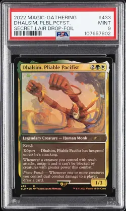 2022 MTG SECRET LAIR DROP FOIL #433 DHALSIM, PLIABLE PACIFIST PSA 9 - Image 1