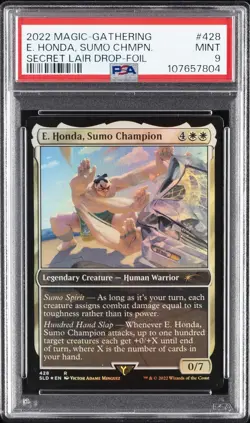 2022 MTG SECRET LAIR DROP FOIL #428 E. HONDA, SUMO CHAMPION PSA 9 - Image 1