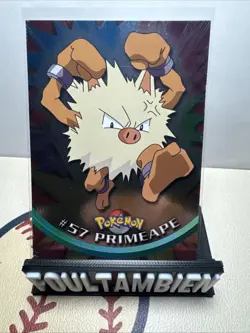 Pokemon #57 PRIMEAPE 1999 TOPPS TV Animation Rare Holo Foil - Image 1