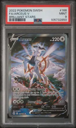 2022 POKEMON SWORD & SHIELD BRILLIANT STARS #166 FULL ART/ARCEUS V PSA 9 - Image 1