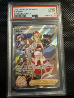 2023 POKEMON SWORD & SHIELD CROWN ZENITH #GG63 FULL ART/IRIDA PSA 8 - Image 1
