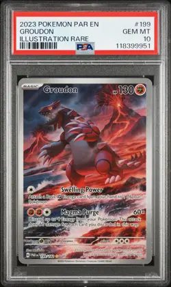 2023 POKEMON PAR EN-PARADOX RIFT ILLUSTRATION RARE #199 GROUDON PSA 10 - Image 1