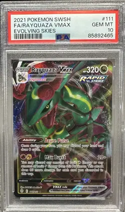 Pokemon Rayquaza VMAX Evolving Skies Full Art #111 PSA 10 Gem Mint - Image 1