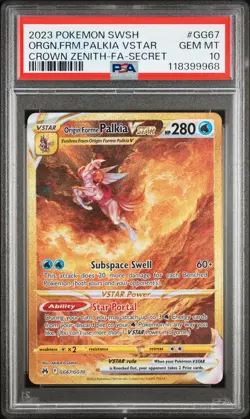 2023 POKEMON SWSH SECRET #GG67 FULL ART/ORIGIN FORME PALKIA VSTAR PSA 10 - Image 1