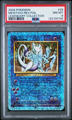 2002 POKEMON LEGENDARY COLLECTION #29 MEWTWO-REVERSE FOIL PSA 8 - Image 1