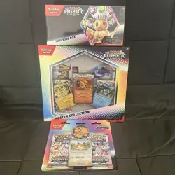 Pokemon TCG Sealed Lot Prismatic Evolutions Surprise Box + Eevee 2 Pk + Poster - Image 1