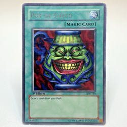 Yugioh Pot of Greed LOB-119 1st Edition Silver Foil Rare - HP - Image 1