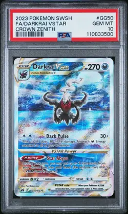 PSA 10 2023 Darkrai VSTAR GG50/GG70 Crown Zenith Pokemon Card Full Alt Art Holo - Image 1