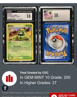 2005 Pokemon Cacnea POP Series 2 Card 13/17 CGC 10 - Image 3
