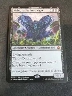 x1 Maha, Its Feathers Night BLB Bloomburrow MTG 100 MYTHIC M/NM 1x - Image 1