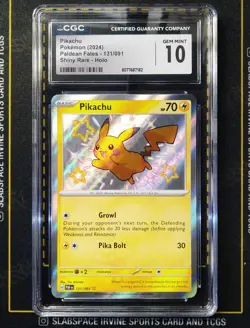 2024 Pokemon Pikachu 131/091 Shiny Rare Paldean Fates CGC 10 - Image 1