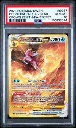 PSA 10 GEM 2023 Pokemon SWSH Origin Forme Palkia Vstar #GG67 Crown Zenith Gold - Image 1