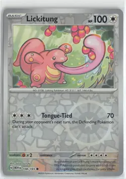 Pokemon TCG Scarlet & Violet 151 MEW Reverse Foil Common #108/165 Lickitung - Image 1