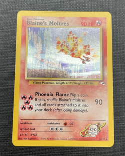 Pokemon English Blaine's Moltres Gym Heroes Holo #1/132 Rare LP/MP WOTC 2000 - Image 1
