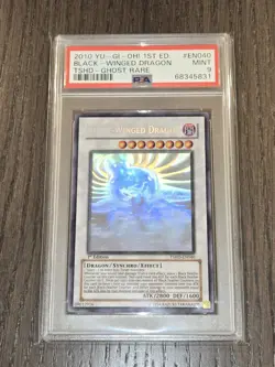Yugioh Black-Winged Dragon Ghost Rare TSHD-EN040 1st Edition PSA 9 Mint - Image 1