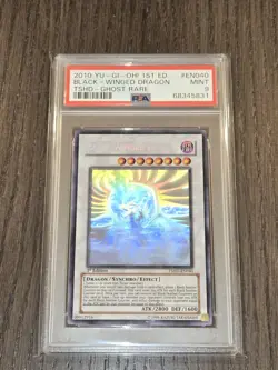 Yugioh Black-Winged Dragon Ghost Rare TSHD-EN040 1st Edition PSA 9 Mint - Image 2