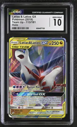 CGC 10 GEM MINT Latias & Latios GX 2019 Team Up 113/181 Holo Pokemon Card - Image 1