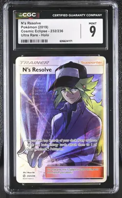 CGC 9 MINT N's Resolve 2019 Cosmic Eclipse 232/236 Ultra Rare Holo Pokemon Card - Image 1