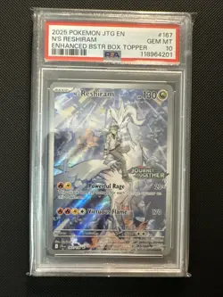 N's Reshiram Journey Together Stamped 167/159 SV09 Box Topper Promo Card PSA 10 - Image 1
