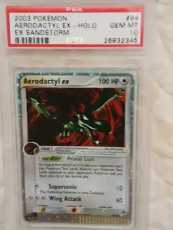 Pokemon Card Ex Sandstorm #94 Aerodactyl EX PSA 10 GEM MINT 2003 - Image 1
