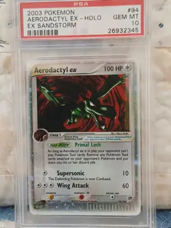 Pokemon Card Ex Sandstorm #94 Aerodactyl EX PSA 10 GEM MINT 2003 - Image 2