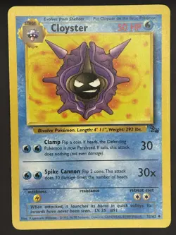 Cloyster (32/62) UNCOMMON Fossil Set Pokemon Card TCG WOTC - Image 1