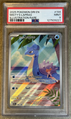2025 POKEMON DESTINED RIVALS EN MISTY’S LAPRAS ILLUSTRATION RARE #194 💎 PSA 9 - Image 1