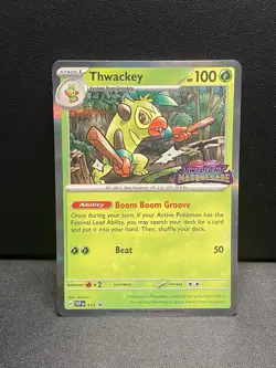 Thwackey 115 Prerelease Staff 115 Scarlet & Violet Promo Holo Pokemon Card - Image 1