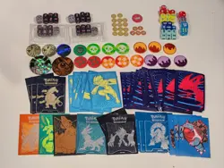 Pokemon TCG Accessories Lot Coins Status Sleeves Damage Dice Burn Poison Markers - Image 1