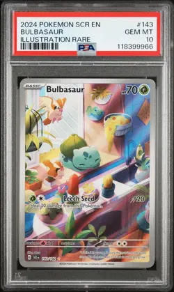 2024 POKEMON SCR EN-STELLAR CROWN ILLUSTRATION RARE #143 BULBASAUR PSA 10 - Image 1