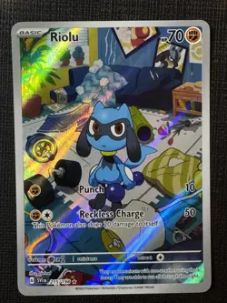 Pokemon TCG Riolu 215/198 Illustration Scarlet & Violet Base Set Near Mint Cond - Image 1