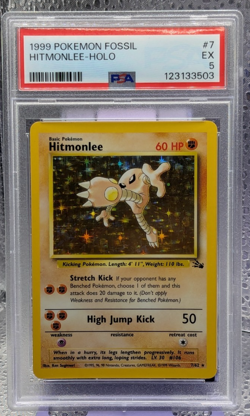 Pokemon 1999 Fossil HITMONLEE Holo #7 PSA 5 Excellent RARE - Image 1