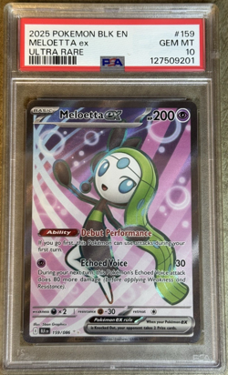 2025 POKEMON BLACK BOLT EN MELOETTA ex ULTRA RARE #159 💎 PSA 10 - Image 1