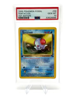 PSA 10 GEM MINT 1999 POKEMON FOSSIL 56 TENTACOOL 1ST EDITION ENGLISH - Image 1