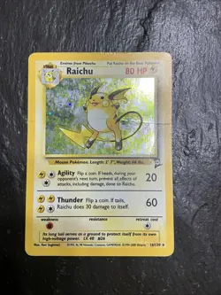 RAICHU Base Set 2 POKEMON Holo Foil 2000 Stage 1 Trading Card 16/130 HP - Image 1