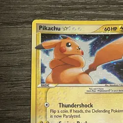 Pokemon Gold Star Pikachu Holon Phantoms 104/110 Holo Card Moderately Played MP - Image 5