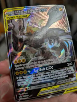 Pokemon Pikachu & Zekrom GX 240 SM168 2019 Promo Card Basic Tag Team NM-M - Image 3