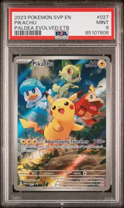 Pikachu 027 SVP EN - PSA 9 - Pokemon Card Paldea Evolved ETB Black Star Promo - Image 1