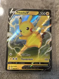 Pikachu V Pokemon Card Holo Rare Thunderbolt 086/264 - Image 1
